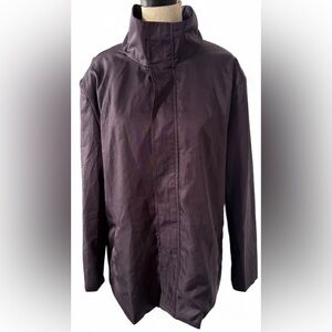 Men’s Burgundy Nylon Windbreaker Jacket Large | Full Zip Lightweight Velcro